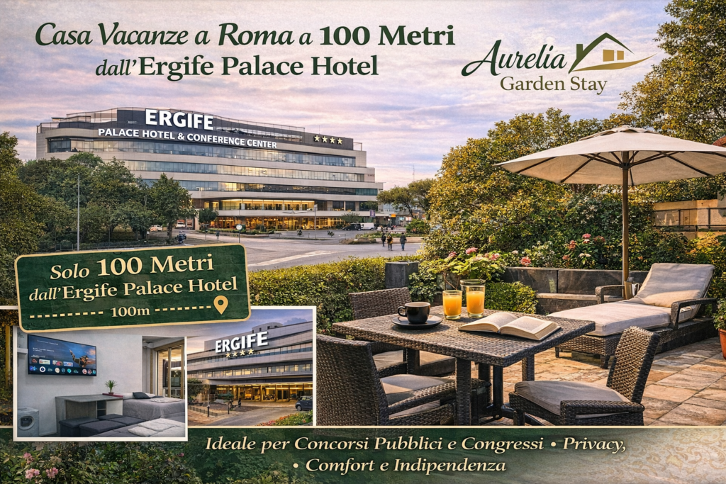 Appartamento Aurelia Garden Stay, Casa Vacanze a Roma vicino all'Ergife Palace Hotel, ideale per chi partecipa a congressi, corsi di formazione e eventi aziendali.
